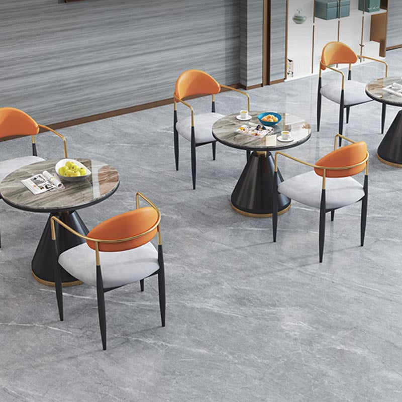 Modern Round Dining Table for Home Glossy Stone Dinette Table with Metal Base Clearhalo 'Dining Tables & Seating' 'Dining Tables' 'dining_table' 'furn' 'furn_dining_table' 'Furniture' 'Kitchen & Dining Furniture' 6633617