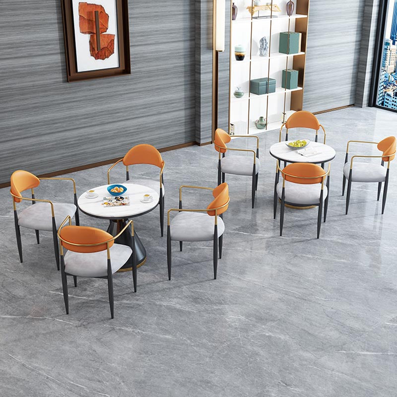 Modern Round Dining Table for Home Glossy Stone Dinette Table with Metal Base Clearhalo 'Dining Tables & Seating' 'Dining Tables' 'dining_table' 'furn' 'furn_dining_table' 'Furniture' 'Kitchen & Dining Furniture' 6633618