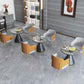 Modern Round Dining Table for Home Glossy Stone Dinette Table with Metal Base Clearhalo 'Dining Tables & Seating' 'Dining Tables' 'dining_table' 'furn' 'furn_dining_table' 'Furniture' 'Kitchen & Dining Furniture' 6633619