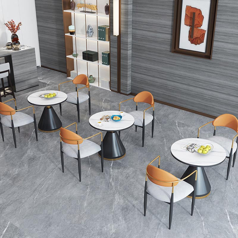 Modern Round Dining Table for Home Glossy Stone Dinette Table with Metal Base Clearhalo 'Dining Tables & Seating' 'Dining Tables' 'dining_table' 'furn' 'furn_dining_table' 'Furniture' 'Kitchen & Dining Furniture' 6633620