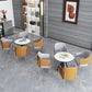 Modern Round Dining Table for Home Glossy Stone Dinette Table with Metal Base Clearhalo 'Dining Tables & Seating' 'Dining Tables' 'dining_table' 'furn' 'furn_dining_table' 'Furniture' 'Kitchen & Dining Furniture' 6633622