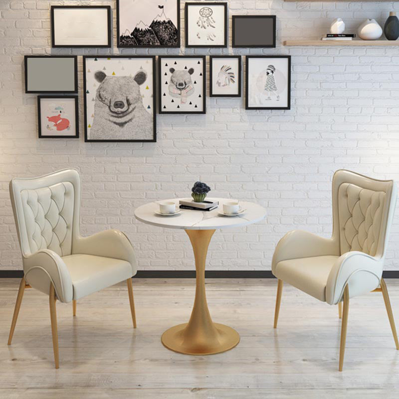 White Table Traditional Luxury Round Dining Table with Tulip Base