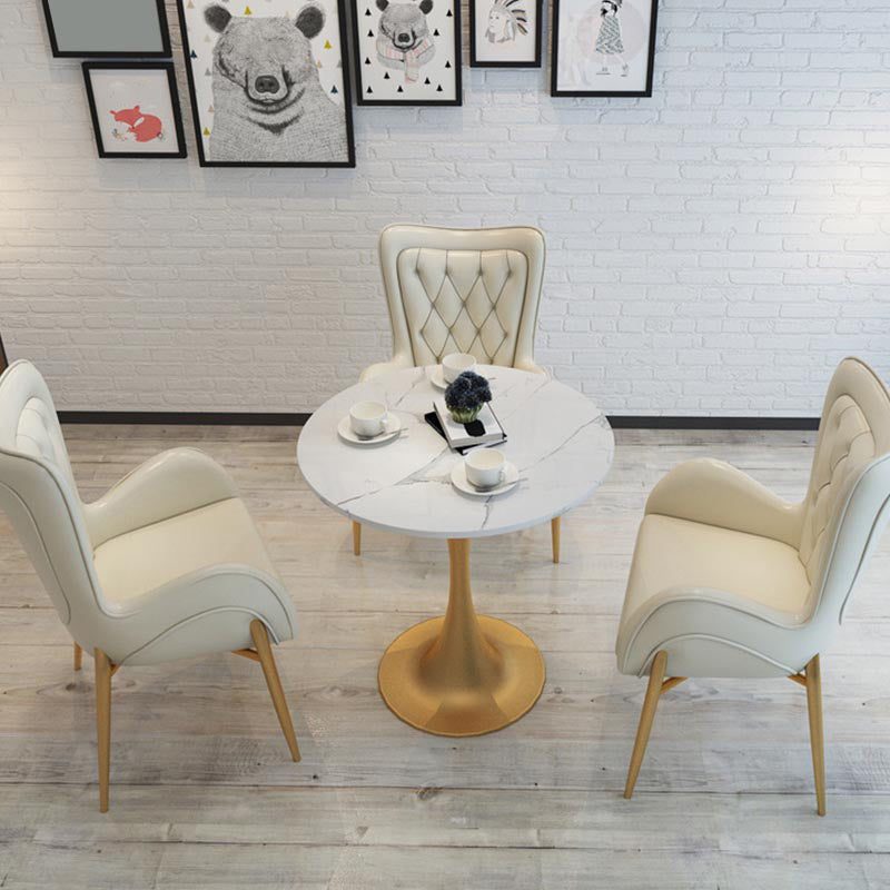 White Table Traditional Luxury Round Dining Table with Tulip Base