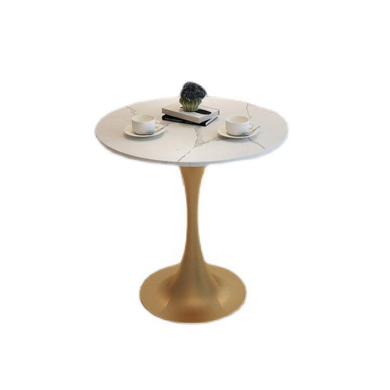White Table Traditional Luxury Round Dining Table with Tulip Base