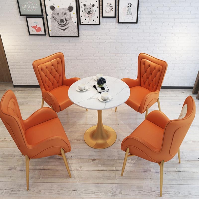 White Table Traditional Luxury Round Dining Table with Tulip Base