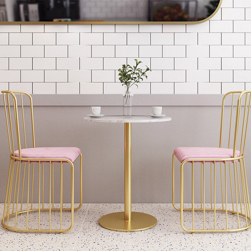 Modern Faux Marble Dining Table White Dinette Table for Home White 31.5"L x 31.5"W x 29.5"H Without Chairs Clearhalo 'Dining Tables & Seating' 'Dining Tables' 'dining_table' 'furn' 'furn_dining_table' 'Furniture' 'Kitchen & Dining Furniture' 6633645