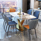 Glam Style Sintered Stone Dining Table Rectangle Table with Metal Legs for Home Use