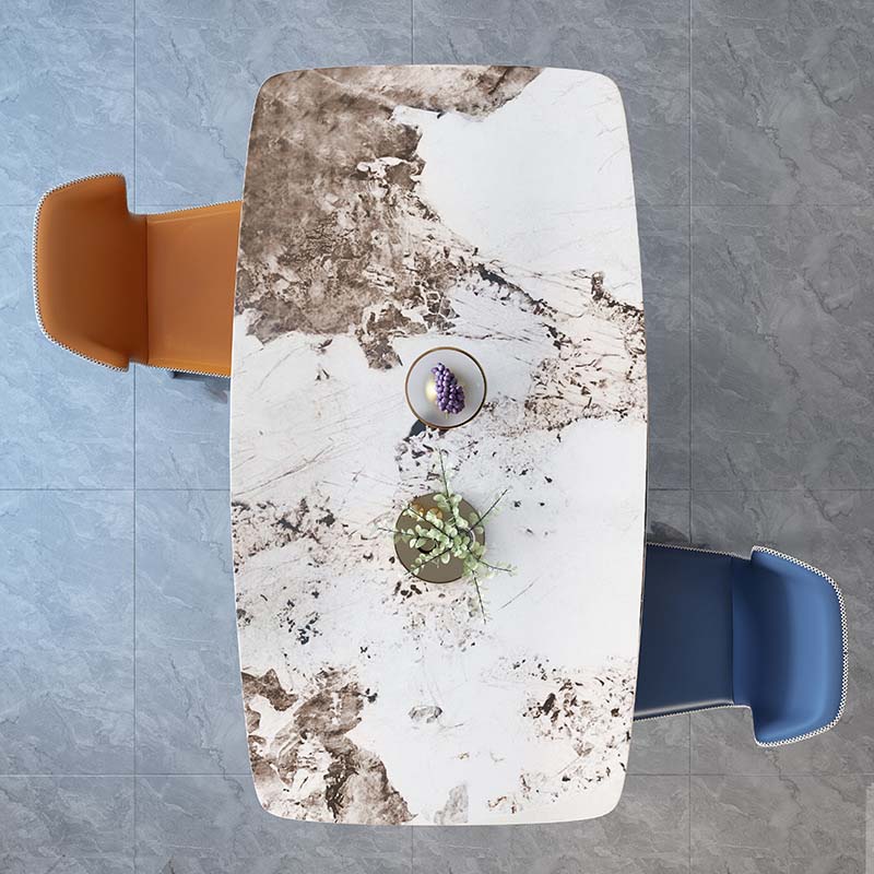 Glam Style Sintered Stone Dining Table Rectangle Table with Metal Legs for Home Use