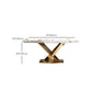 Glam Style Sintered Stone Dining Table Rectangle Table with Metal Legs for Home Use