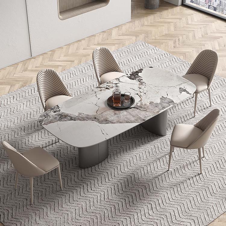 Modern Sintered Stone Dining Table Rectangle Table with Metal Legs for Home Use 55.1"L x 31.5"W x 29.5"H Without Chairs Clearhalo 'Dining Tables & Seating' 'Dining Tables' 'dining_table' 'furn' 'furn_dining_table' 'Furniture' 'Kitchen & Dining Furniture' 6633706