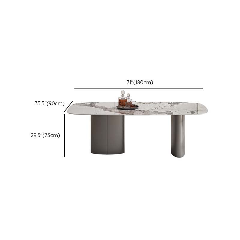Modern Sintered Stone Dining Table Rectangle Table with Metal Legs for Home Use Clearhalo 'Dining Tables & Seating' 'Dining Tables' 'dining_table' 'furn' 'furn_dining_table' 'Furniture' 'Kitchen & Dining Furniture' 6633719