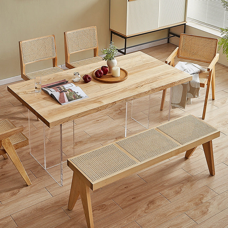 Modern Rectangle Dining Table Wood Table with Acrylic Legs for Kitchen 70.9"L x 35.4"W x 29.5"H Without Chairs Clearhalo 'Dining Tables & Seating' 'Dining Tables' 'dining_table' 'furn' 'furn_dining_table' 'Furniture' 'Kitchen & Dining Furniture' 6633720