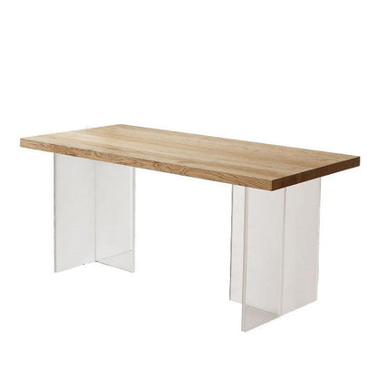Modern Rectangle Dining Table Wood Table with Acrylic Legs for Kitchen Without Chairs Clearhalo 'Dining Tables & Seating' 'Dining Tables' 'dining_table' 'furn' 'furn_dining_table' 'Furniture' 'Kitchen & Dining Furniture' 6633724