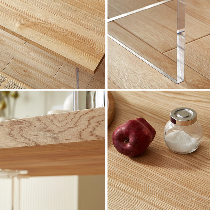 Modern Rectangle Dining Table Wood Table with Acrylic Legs for Kitchen Clearhalo 'Dining Tables & Seating' 'Dining Tables' 'dining_table' 'furn' 'furn_dining_table' 'Furniture' 'Kitchen & Dining Furniture' 6633725