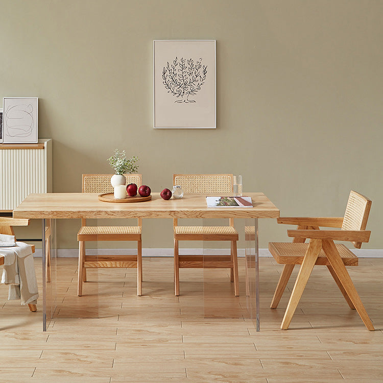 Modern Rectangle Dining Table Wood Table with Acrylic Legs for Kitchen Clearhalo 'Dining Tables & Seating' 'Dining Tables' 'dining_table' 'furn' 'furn_dining_table' 'Furniture' 'Kitchen & Dining Furniture' 6633728
