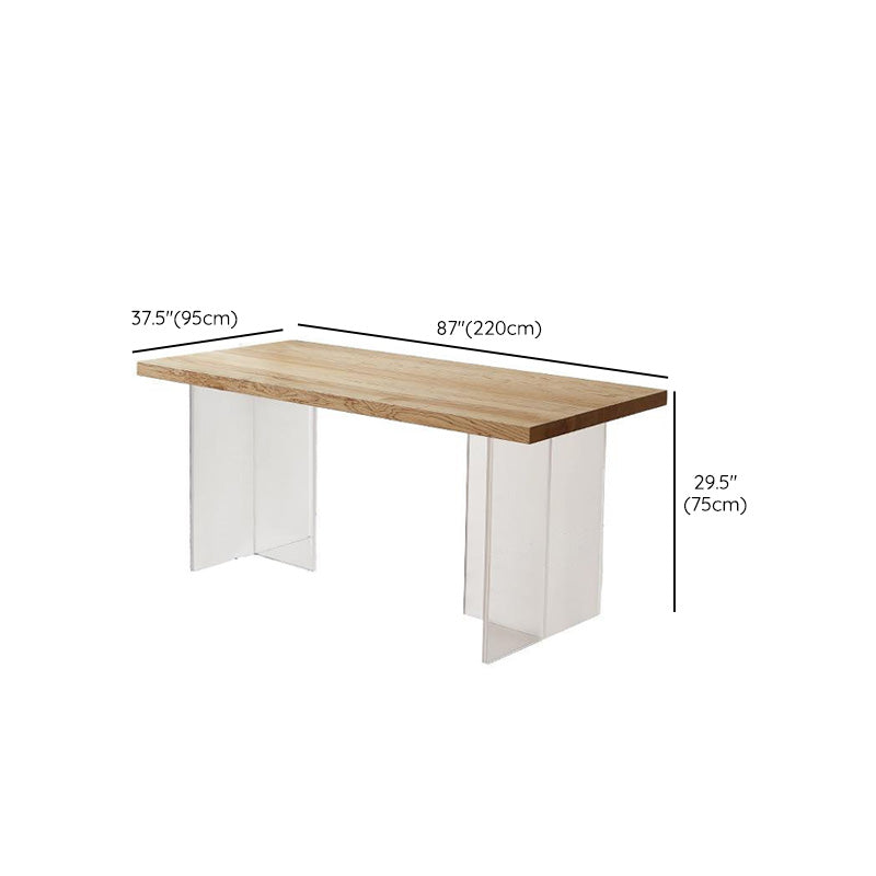 Modern Rectangle Dining Table Wood Table with Acrylic Legs for Kitchen Clearhalo 'Dining Tables & Seating' 'Dining Tables' 'dining_table' 'furn' 'furn_dining_table' 'Furniture' 'Kitchen & Dining Furniture' 6633733