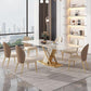 Glam Dining Rectangle Table Sintered Stone Table with Metal Legs for Kitchen 63"L x 31.5"W x 29.5"H Without Chairs Clearhalo 'Dining Tables & Seating' 'Dining Tables' 'dining_table' 'furn' 'furn_dining_table' 'Furniture' 'Kitchen & Dining Furniture' 6633734