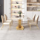 Glam Dining Rectangle Table Sintered Stone Table with Metal Legs for Kitchen 55.1"L x 31.5"W x 29.5"H Without Chairs Clearhalo 'Dining Tables & Seating' 'Dining Tables' 'dining_table' 'furn' 'furn_dining_table' 'Furniture' 'Kitchen & Dining Furniture' 6633736