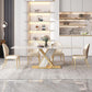 Glam Dining Rectangle Table Sintered Stone Table with Metal Legs for Kitchen 78.7"L x 31.5"W x 29.5"H Without Chairs Clearhalo 'Dining Tables & Seating' 'Dining Tables' 'dining_table' 'furn' 'furn_dining_table' 'Furniture' 'Kitchen & Dining Furniture' 6633737