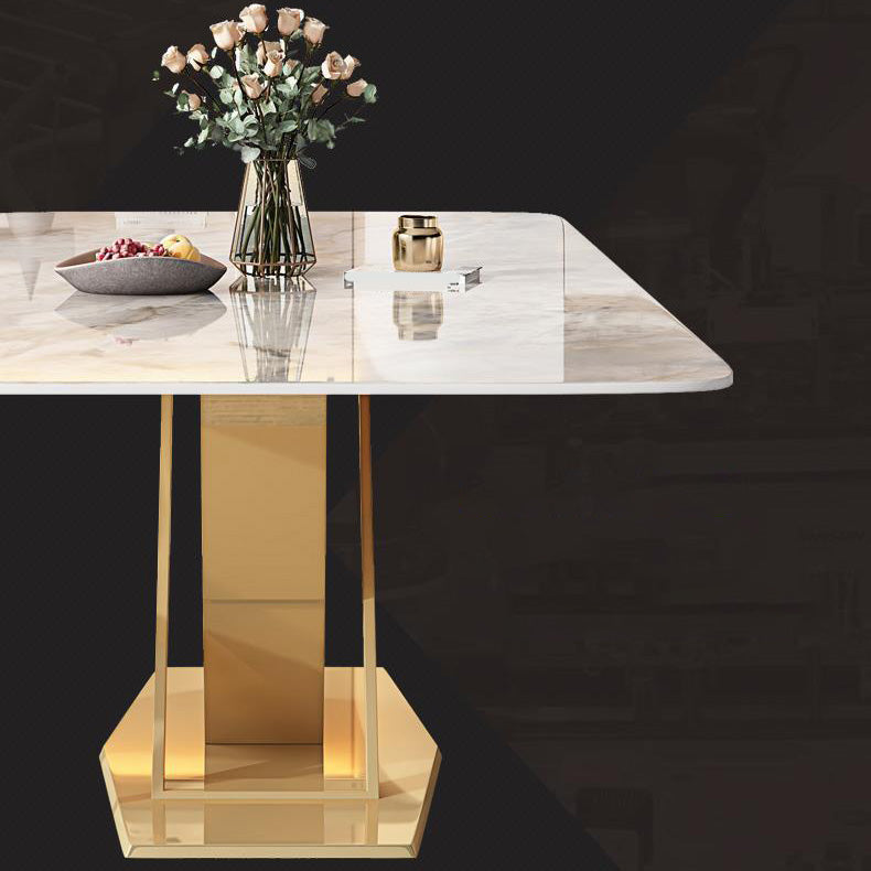 Glam Dining Rectangle Table Sintered Stone Table with Metal Legs for Kitchen Clearhalo 'Dining Tables & Seating' 'Dining Tables' 'dining_table' 'furn' 'furn_dining_table' 'Furniture' 'Kitchen & Dining Furniture' 6633739