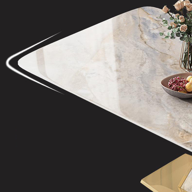 Glam Dining Rectangle Table Sintered Stone Table with Metal Legs for Kitchen Clearhalo 'Dining Tables & Seating' 'Dining Tables' 'dining_table' 'furn' 'furn_dining_table' 'Furniture' 'Kitchen & Dining Furniture' 6633740