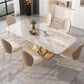 Glam Dining Rectangle Table Sintered Stone Table with Metal Legs for Kitchen Clearhalo 'Dining Tables & Seating' 'Dining Tables' 'dining_table' 'furn' 'furn_dining_table' 'Furniture' 'Kitchen & Dining Furniture' 6633744