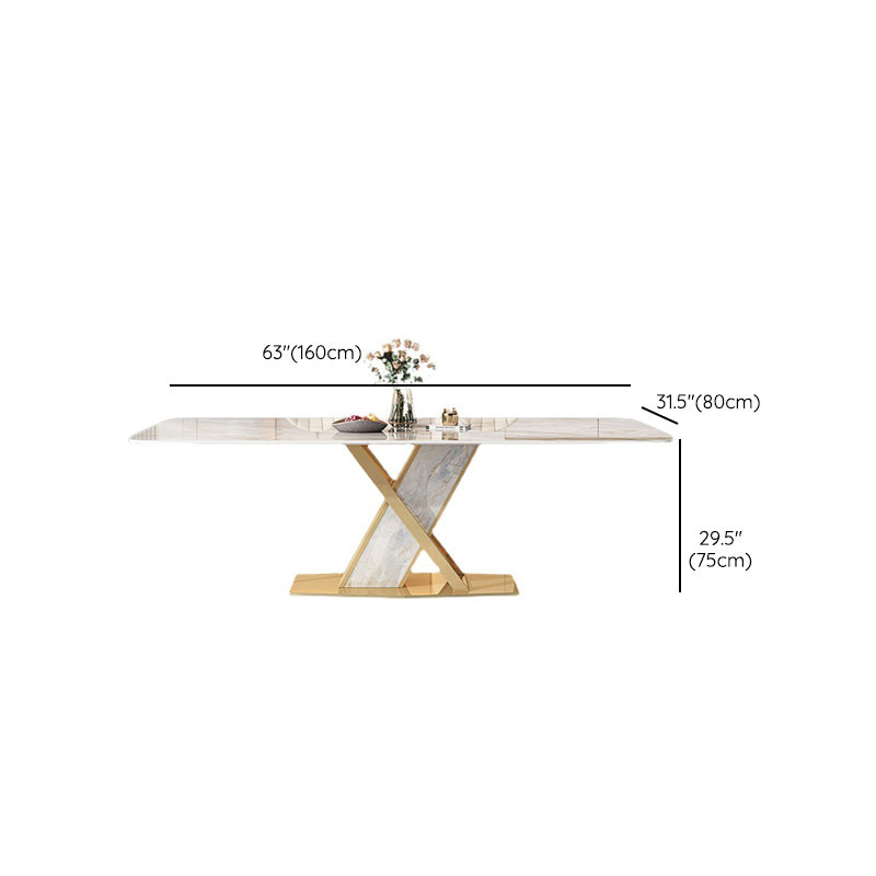 Glam Dining Rectangle Table Sintered Stone Table with Metal Legs for Kitchen Clearhalo 'Dining Tables & Seating' 'Dining Tables' 'dining_table' 'furn' 'furn_dining_table' 'Furniture' 'Kitchen & Dining Furniture' 6633749