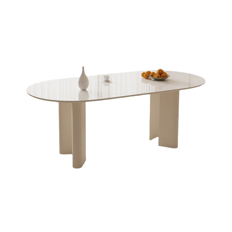 Modern Stone Dining Table with 4 Legs Dining Table for Dining Room Oval Without Chairs Clearhalo 'Dining Tables & Seating' 'Dining Tables' 'dining_table' 'furn' 'furn_dining_table' 'Furniture' 'Kitchen & Dining Furniture' 6633783