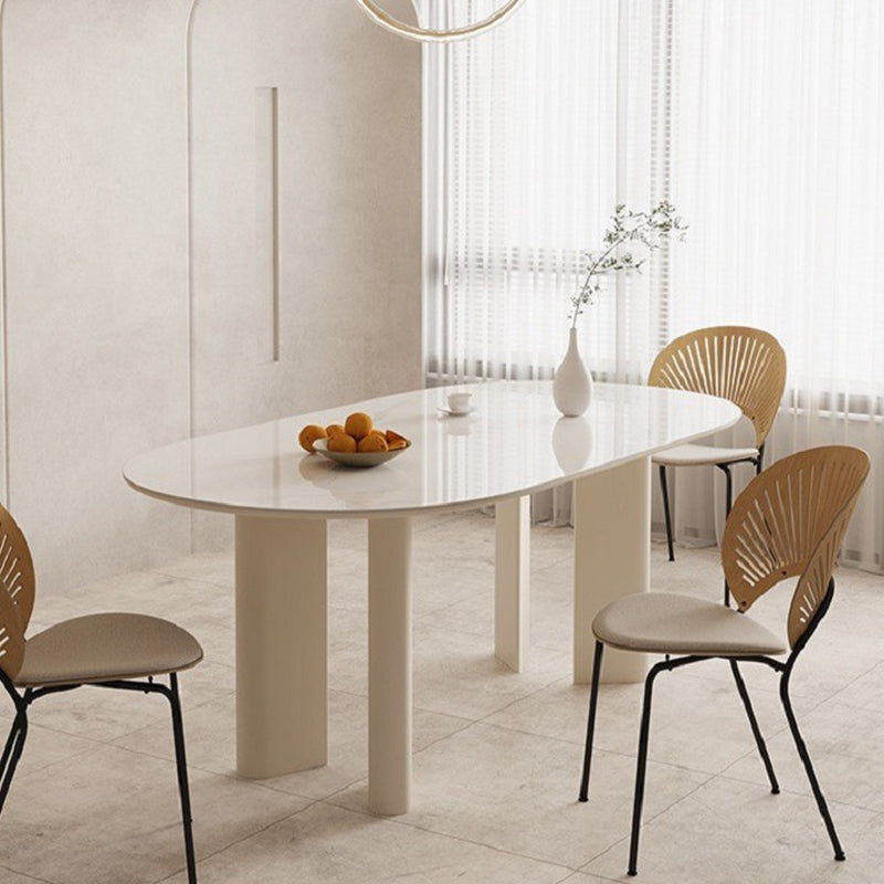 Modern Stone Dining Table with 4 Legs Dining Table for Dining Room Oval 55.1"L x 31.5"W x 29.5"H Without Chairs Clearhalo 'Dining Tables & Seating' 'Dining Tables' 'dining_table' 'furn' 'furn_dining_table' 'Furniture' 'Kitchen & Dining Furniture' 6633786