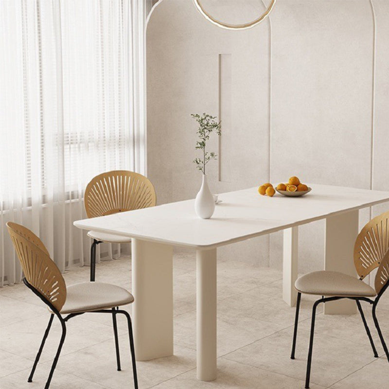 Modern Stone Dining Table with 4 Legs Dining Table for Dining Room Rectangle 63"L x 31.5"W x 29.5"H Without Chairs Clearhalo 'Dining Tables & Seating' 'Dining Tables' 'dining_table' 'furn' 'furn_dining_table' 'Furniture' 'Kitchen & Dining Furniture' 6633787