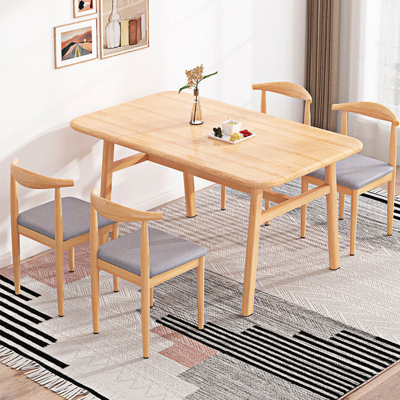 Mesa de comedor rectangular de madera de estilo nórdico con patas de metal