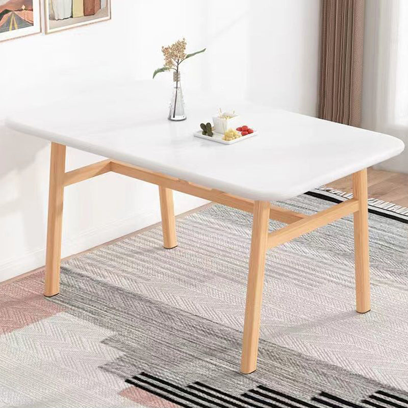 Mesa de comedor rectangular de madera de estilo nórdico con patas de metal