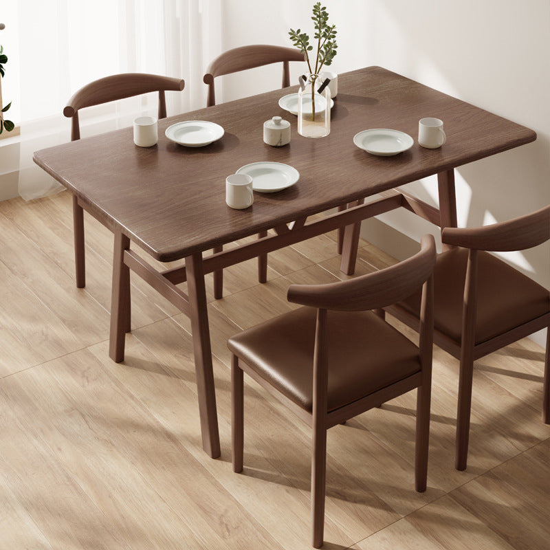 Nordic Wood Dining Table Dining Rectangle Table with Metal Legs Walnut 47.2"L x 23.6"W x 29.5"H Without Chairs Clearhalo 'Dining Tables & Seating' 'Dining Tables' 'dining_table' 'furn' 'furn_dining_table' 'Furniture' 'Kitchen & Dining Furniture' 6633916