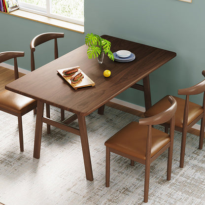 Nordic Wood Dining Table Dining Rectangle Table with Metal Legs Walnut 39.4"L x 23.6"W x 29.5"H Without Chairs Clearhalo 'Dining Tables & Seating' 'Dining Tables' 'dining_table' 'furn' 'furn_dining_table' 'Furniture' 'Kitchen & Dining Furniture' 6633918