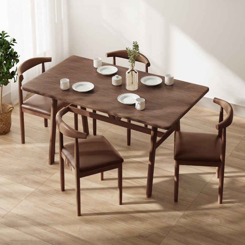 Nordic Wood Dining Table Dining Rectangle Table with Metal Legs Walnut 55.1"L x 31.5"W x 29.5"H Without Chairs Clearhalo 'Dining Tables & Seating' 'Dining Tables' 'dining_table' 'furn' 'furn_dining_table' 'Furniture' 'Kitchen & Dining Furniture' 6633920
