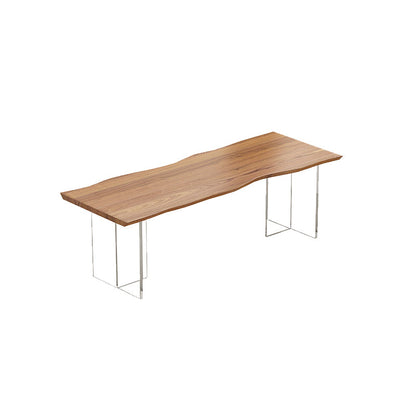 Industrial Wood Dining Table with Double Pedestal Base Table for Dining Room