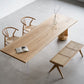 Industrial Wood Dining Table with Double Pedestal Base Table for Dining Room