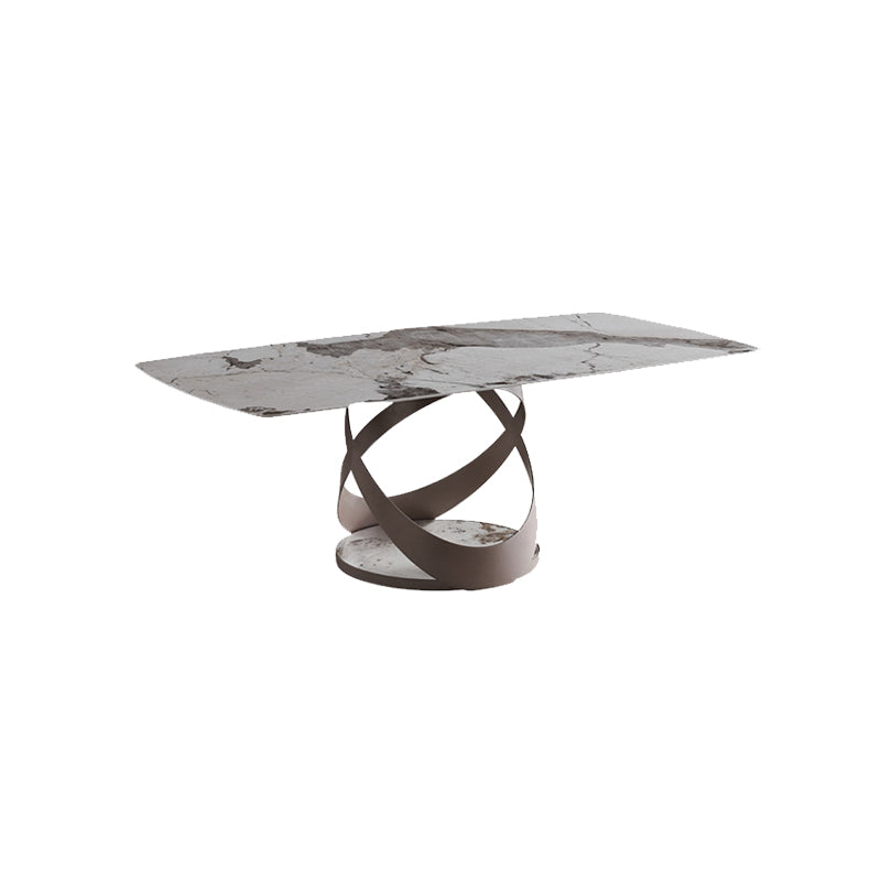 Glam Sintered Stone Dining Table Dining Rectangle Table with Metal Leg 55.1"L x 31.5"W x 29.5"H Without Chairs Clearhalo 'Dining Tables & Seating' 'Dining Tables' 'dining_table' 'furn' 'furn_dining_table' 'Furniture' 'Kitchen & Dining Furniture' 6633971