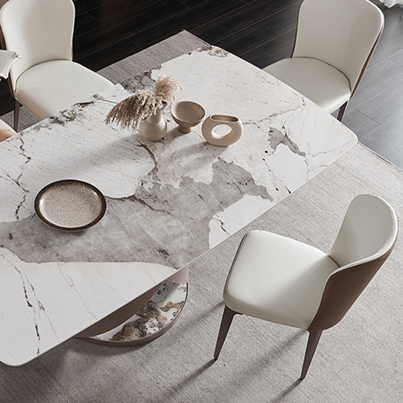 Glam Sintered Stone Dining Table Dining Rectangle Table with Metal Leg Clearhalo 'Dining Tables & Seating' 'Dining Tables' 'dining_table' 'furn' 'furn_dining_table' 'Furniture' 'Kitchen & Dining Furniture' 6633973