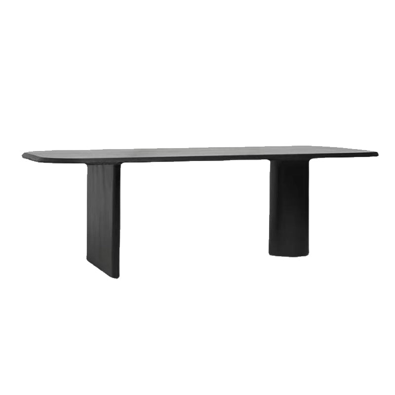 Modern Wood Dining Table with Double Pedestal Ellipse Table for Dining Room Black Without Chairs Clearhalo 'Dining Tables & Seating' 'Dining Tables' 'dining_table' 'furn' 'furn_dining_table' 'Furniture' 'Kitchen & Dining Furniture' 6633980