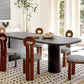 Modern Wood Dining Table with Double Pedestal Ellipse Table for Dining Room Black 78.7"L x 31.5"W x 29.5"H Without Chairs Clearhalo 'Dining Tables & Seating' 'Dining Tables' 'dining_table' 'furn' 'furn_dining_table' 'Furniture' 'Kitchen & Dining Furniture' 6633981