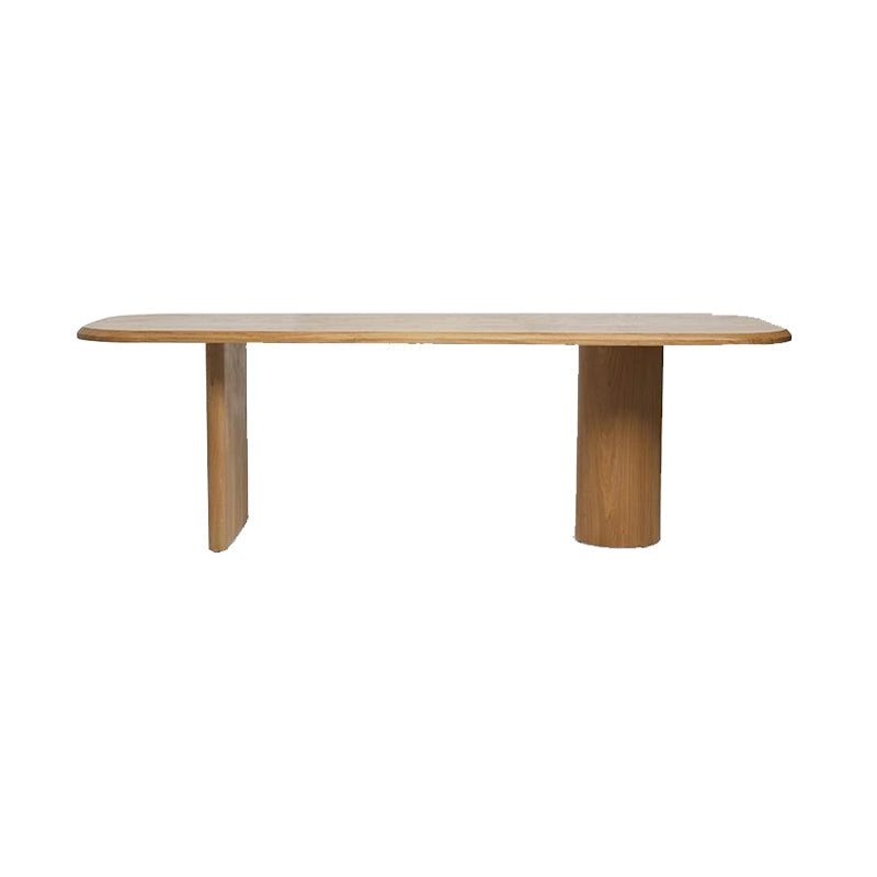 Modern Wood Dining Table with Double Pedestal Ellipse Table for Dining Room Natural Without Chairs Clearhalo 'Dining Tables & Seating' 'Dining Tables' 'dining_table' 'furn' 'furn_dining_table' 'Furniture' 'Kitchen & Dining Furniture' 6633982