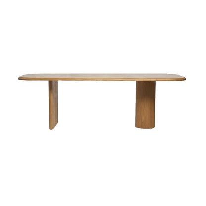 Modern Wood Dining Table with Double Pedestal Ellipse Table for Dining Room Natural Without Chairs Clearhalo 'Dining Tables & Seating' 'Dining Tables' 'dining_table' 'furn' 'furn_dining_table' 'Furniture' 'Kitchen & Dining Furniture' 6633982