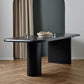 Modern Wood Dining Table with Double Pedestal Ellipse Table for Dining Room Black 70.9"L x 31.5"W x 29.5"H Without Chairs Clearhalo 'Dining Tables & Seating' 'Dining Tables' 'dining_table' 'furn' 'furn_dining_table' 'Furniture' 'Kitchen & Dining Furniture' 6633983