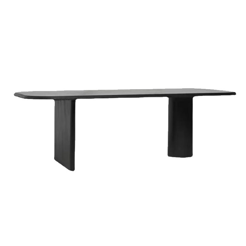 Modern Wood Dining Table with Double Pedestal Ellipse Table for Dining Room Clearhalo 'Dining Tables & Seating' 'Dining Tables' 'dining_table' 'furn' 'furn_dining_table' 'Furniture' 'Kitchen & Dining Furniture' 6633985