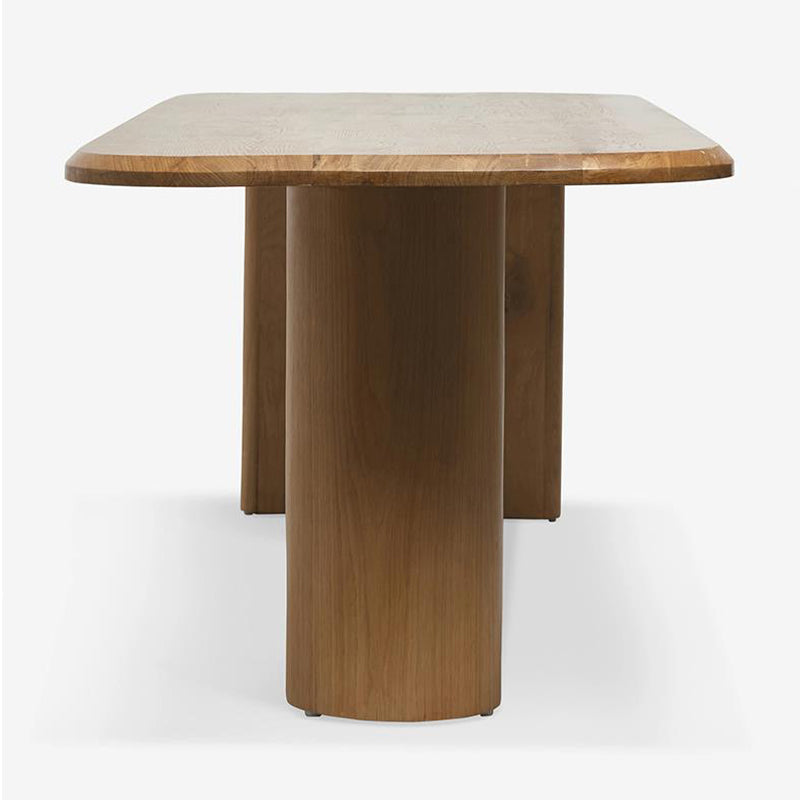 Modern Wood Dining Table with Double Pedestal Ellipse Table for Dining Room Clearhalo 'Dining Tables & Seating' 'Dining Tables' 'dining_table' 'furn' 'furn_dining_table' 'Furniture' 'Kitchen & Dining Furniture' 6633987