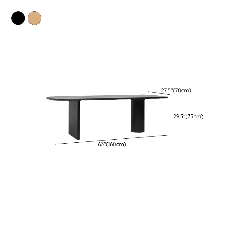 Modern Wood Dining Table with Double Pedestal Ellipse Table for Dining Room Clearhalo 'Dining Tables & Seating' 'Dining Tables' 'dining_table' 'furn' 'furn_dining_table' 'Furniture' 'Kitchen & Dining Furniture' 6633990
