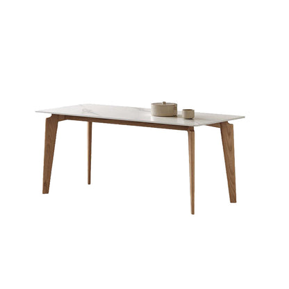 Medieval Rectangle Dining Table Sintered Stone Table with Wooden Legs Without Chairs Clearhalo 'Dining Tables & Seating' 'Dining Tables' 'dining_table' 'furn' 'furn_dining_table' 'Furniture' 'Kitchen & Dining Furniture' 6633999