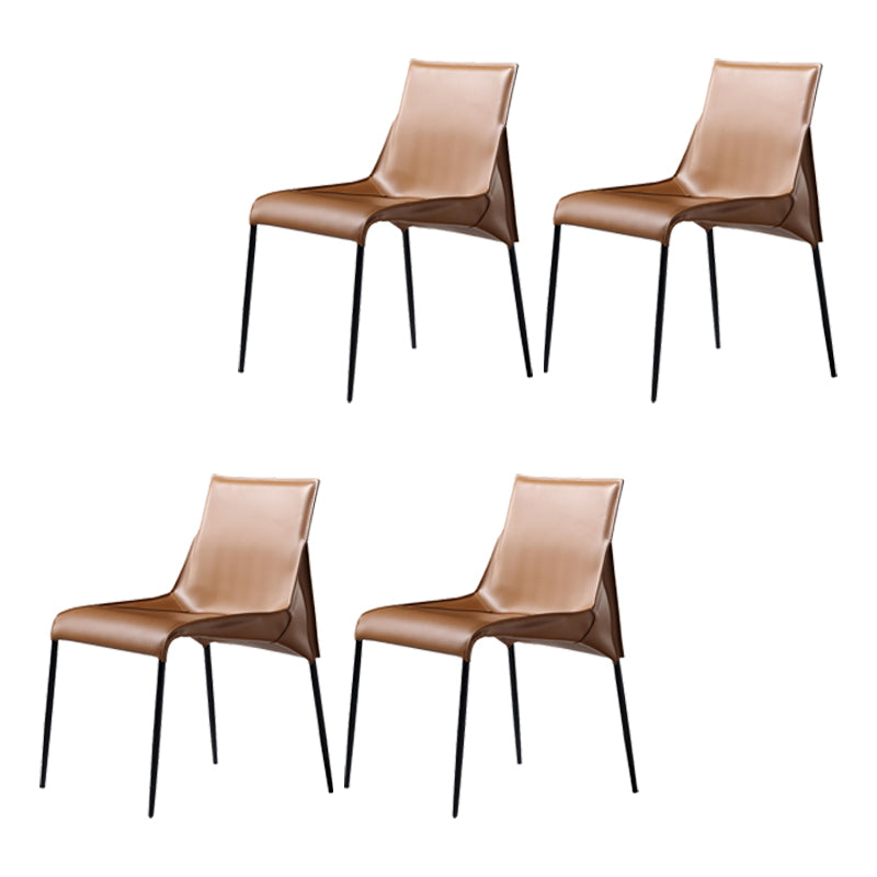 PU Leather Industrial Dining Chairs Kitchen Indoor Parsons Chair Brown 4 Piece Set Clearhalo 'Dining Chairs' 'Dining Tables & Seating' 'dining_chair' 'furn' 'furn_dining_chair' 'Furniture' 'Kitchen & Dining Furniture' 6634060