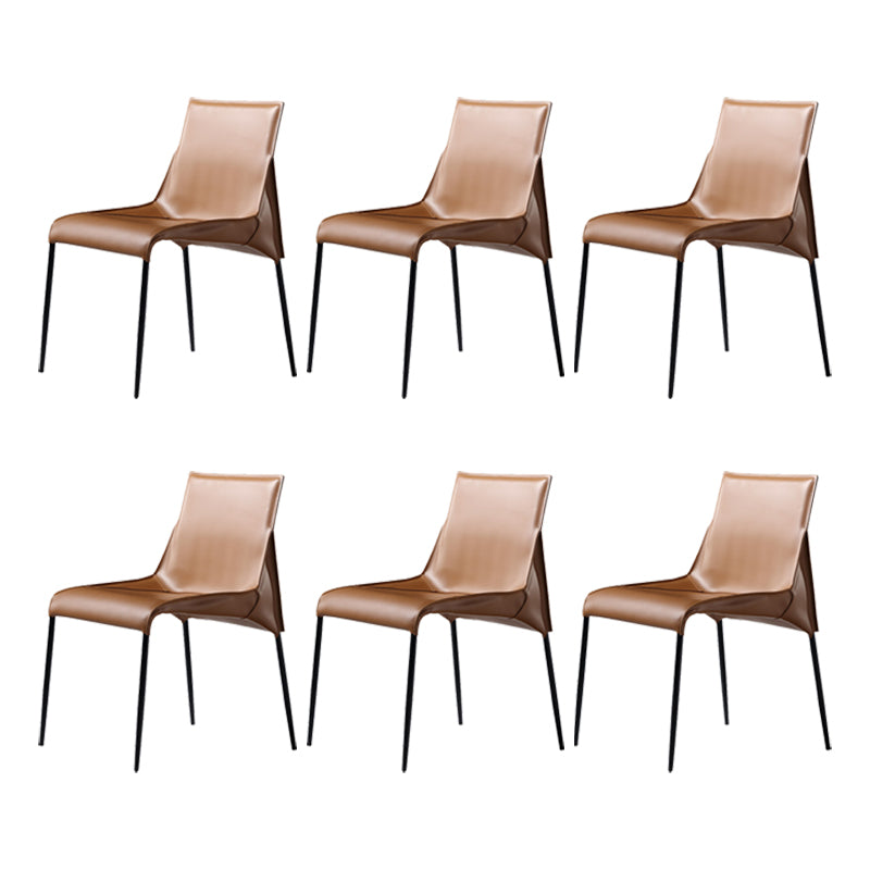 PU Leather Industrial Dining Chairs Kitchen Indoor Parsons Chair Brown 6 Piece Set Clearhalo 'Dining Chairs' 'Dining Tables & Seating' 'dining_chair' 'furn' 'furn_dining_chair' 'Furniture' 'Kitchen & Dining Furniture' 6634062
